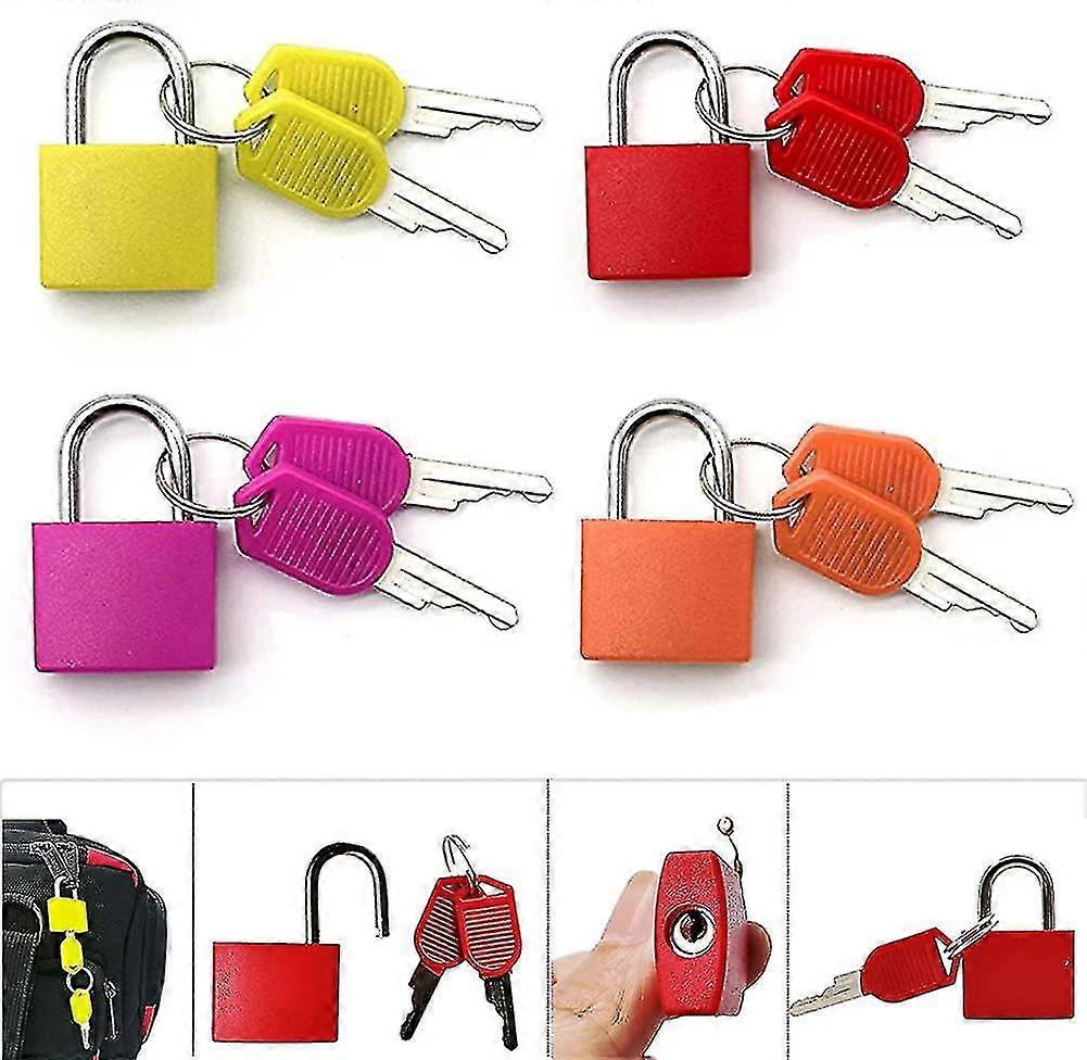 4 Pcs Suitcase Locks With Keys, Metal Padlocks Multicolor Small Padlock Luggage