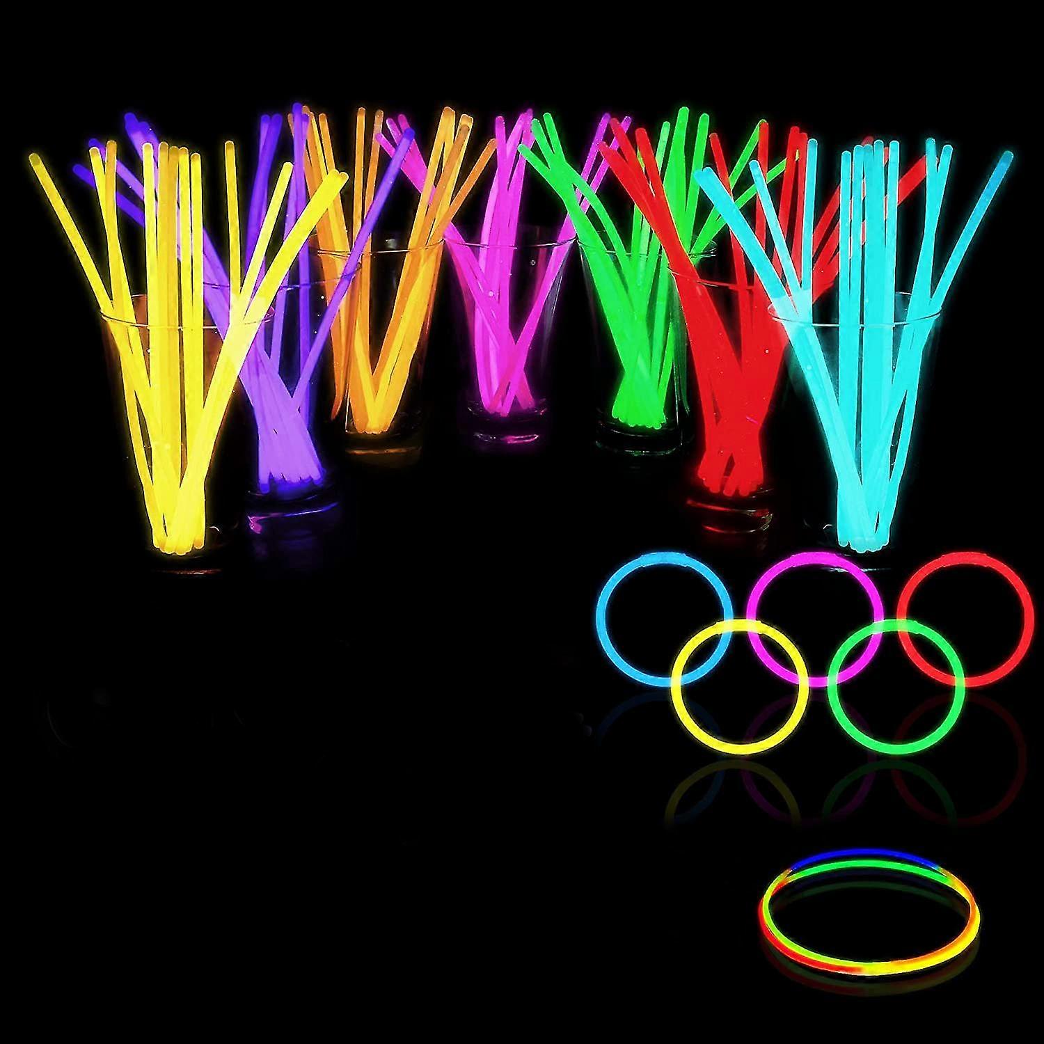 100 Glow Sticks Bulk Party Supplies - Glow In The Dark Fun Party Pack With 8" Glow