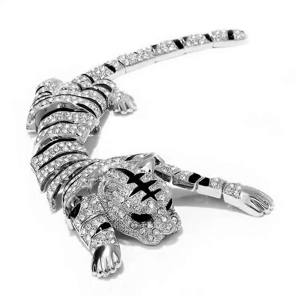 Strass Silver Guldfärg Tiger Brosch Vintermode Smycken Vackra