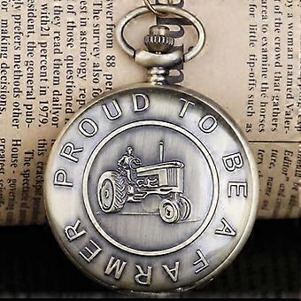 Granjero Coche Tractor Cuarzo Reloj de Bolsillo Vintage Steampunk Fob Relojes Hombres Mujeres Collar Reloj Colgante Tiempo Con Cadena