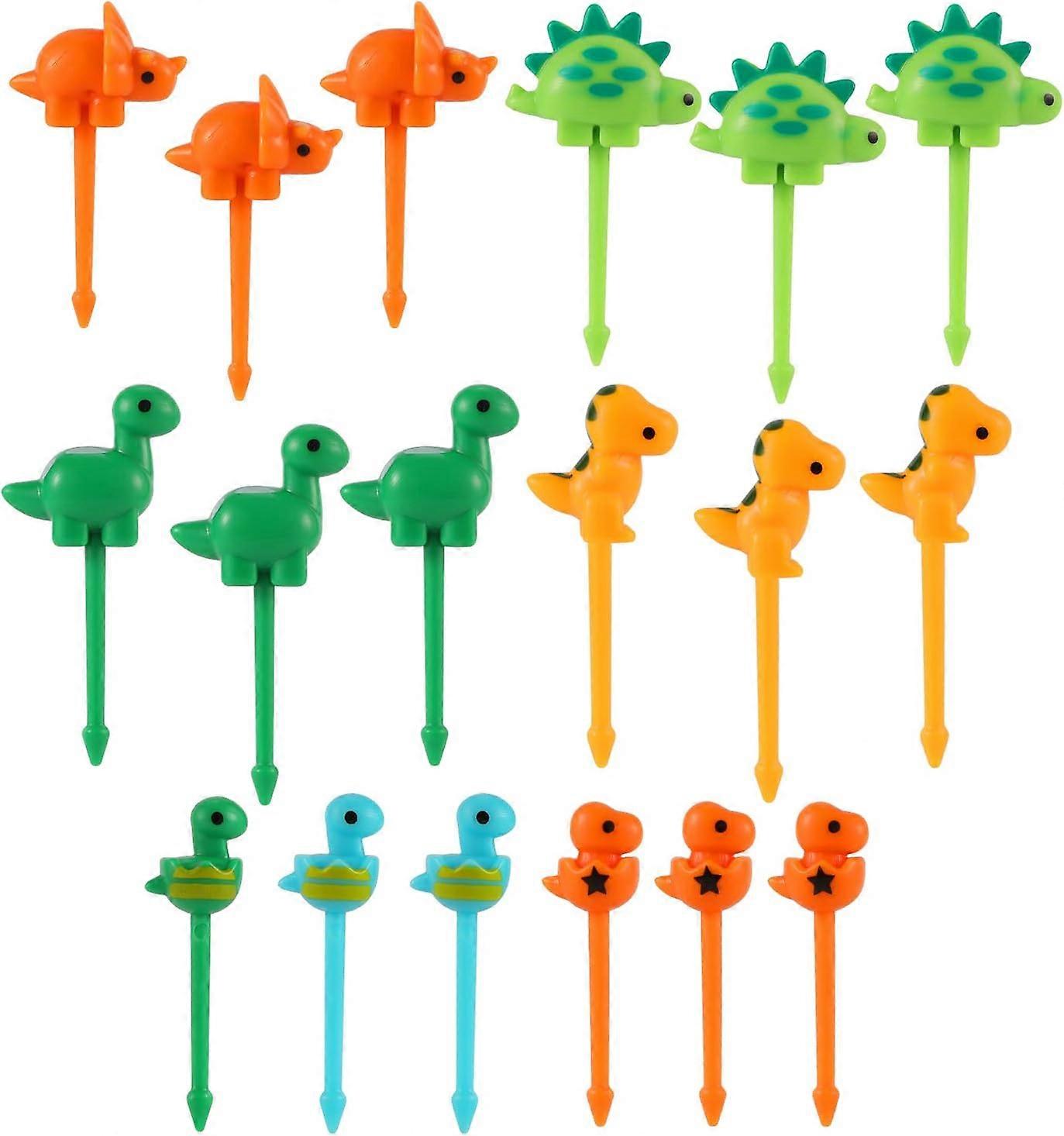 子供のための18個の恐竜フードピック、漫画デザートフルーツフォーク幼児ランチ弁当箱の装飾サンドイッチ、Cのためのかわいいミニ動物つまようじアクセサリー