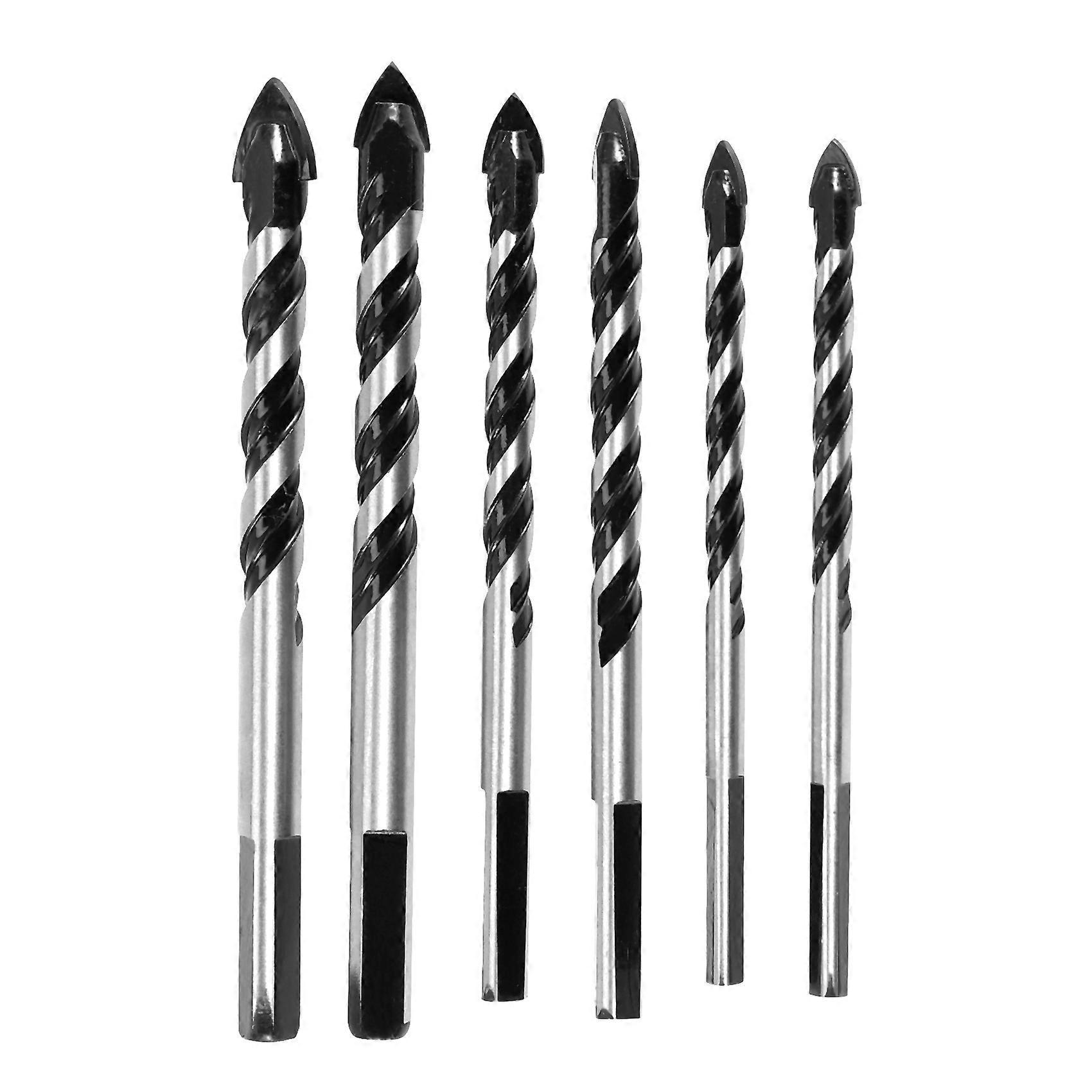 6PCS Ceramic Tile Drill Bits,Masonry Drill Bits Set for Glass, Brick, Concrete, Wood Tungsten Carbide Tip for Wall Mirror and Ceramic Tile with size