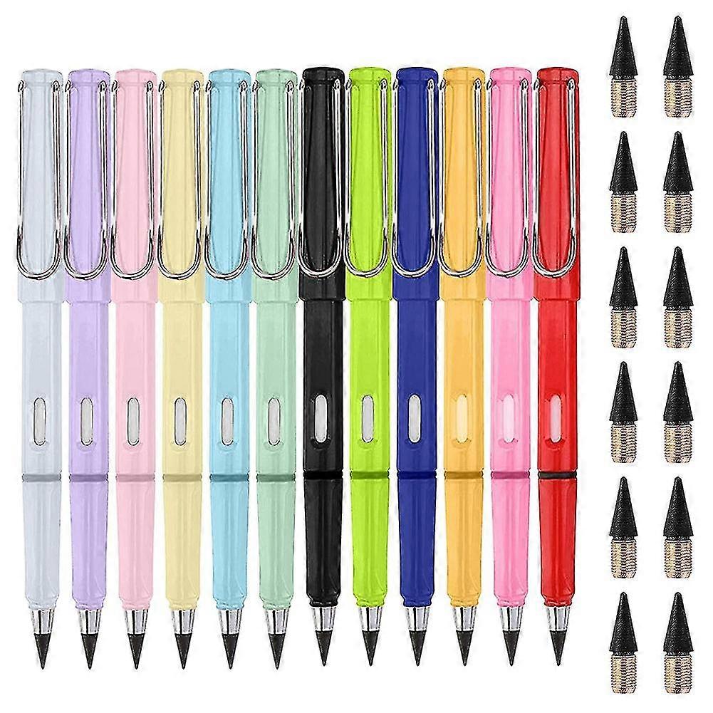 أقلام رصاص بدون حبر أبدية ، 12 قلم رصاص بدون حبر + 12 رأسا بديلا ، تقنية كتابة غير محدودة ، Penc