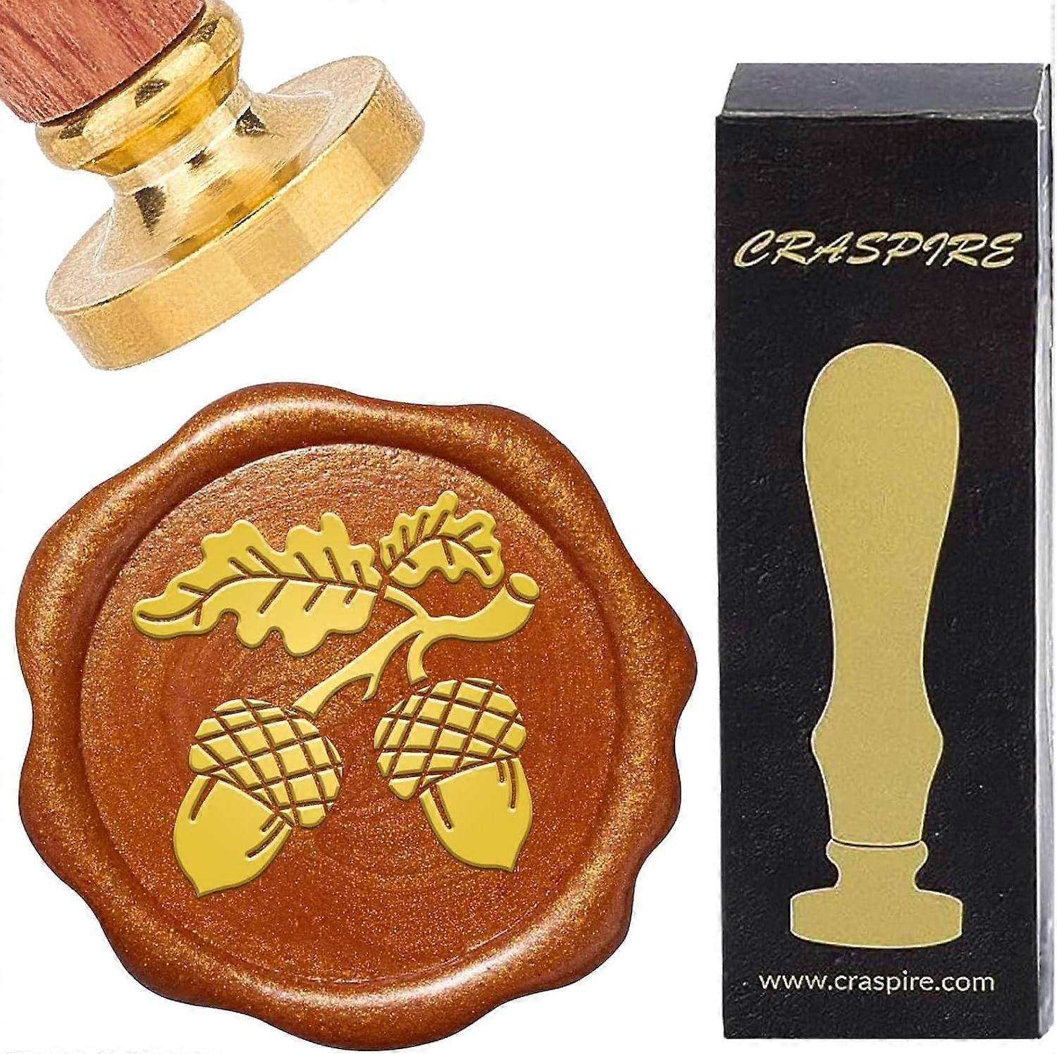 Brass Wax Seal Stamp with Rosewood Handle for DIY Scrapbooking Acorn 25mm