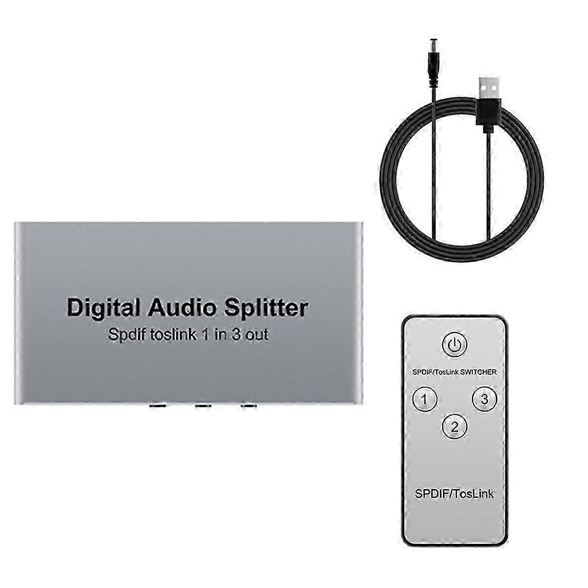 3 Ports Digital Optical Audio Splitter Spdif Toslink Aluminum Alloy Optical Splitter 1 In 3 Out Support Dts