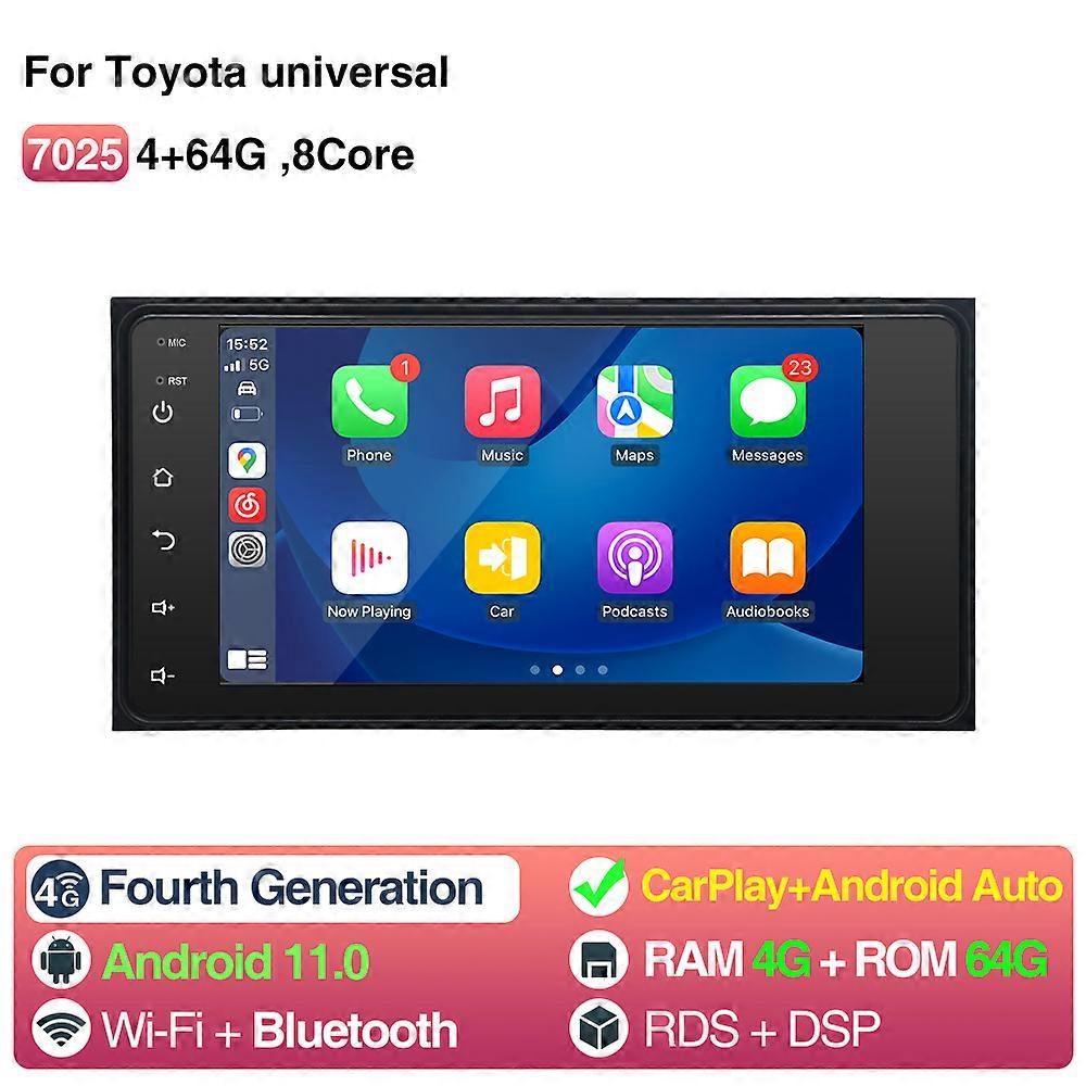 7inch Android 11 Universal Car Multimedia Radio Player Wireless Carplay Android Auto 2Din Stereo For Toyota WIFI GPS Navigation