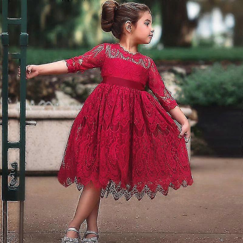 Çocuk Kızlar Prenses Dantel Elbise Düğün Partisi Nedime Elbiseleri Çocuk Elbisesi