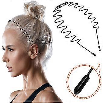 Herren-Haarbänder Aus Metall, Schwarz, Gewellt – Unisex, Verstellbar, Für Sport & Alltag