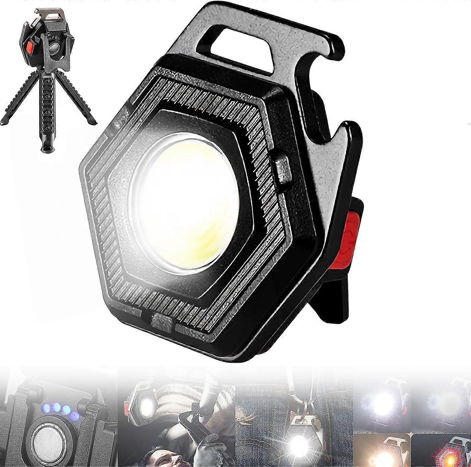 Linterna LED Recargable - Abridor Magnético 4 Modos Portátil con Soporte