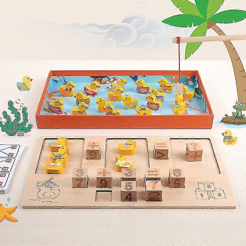 Duck Counting Game Fishing Toys Counting Awareness Operations Matching Maths Wooden Teaching Aids