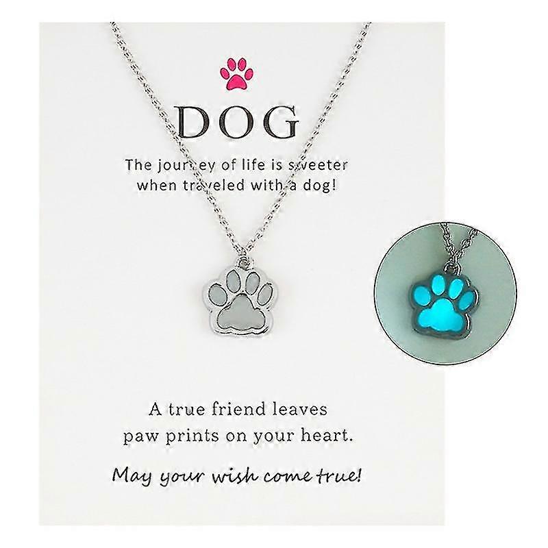 Dog Claw Palm Foot Luminous Necklace Stainless Steel Footprint Necklace Pendant