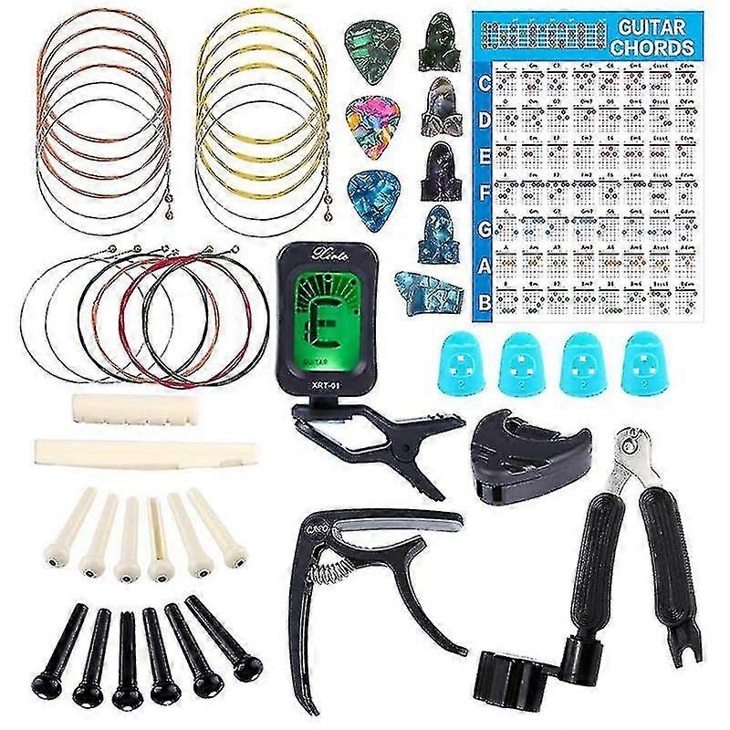 Guitar Tool Changing Kit Strings Picks Capo Pick Holder Tuner Kit