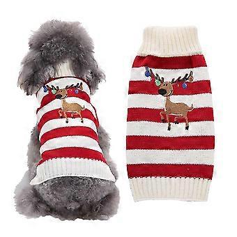 Christmas Pet Dog Sweater Holiday Classic stygge Apparel Jumper For små mellomstore hunder, tegneserie Vinter Varm valp Cat Dog Klær Strikkevarer (XS) rød