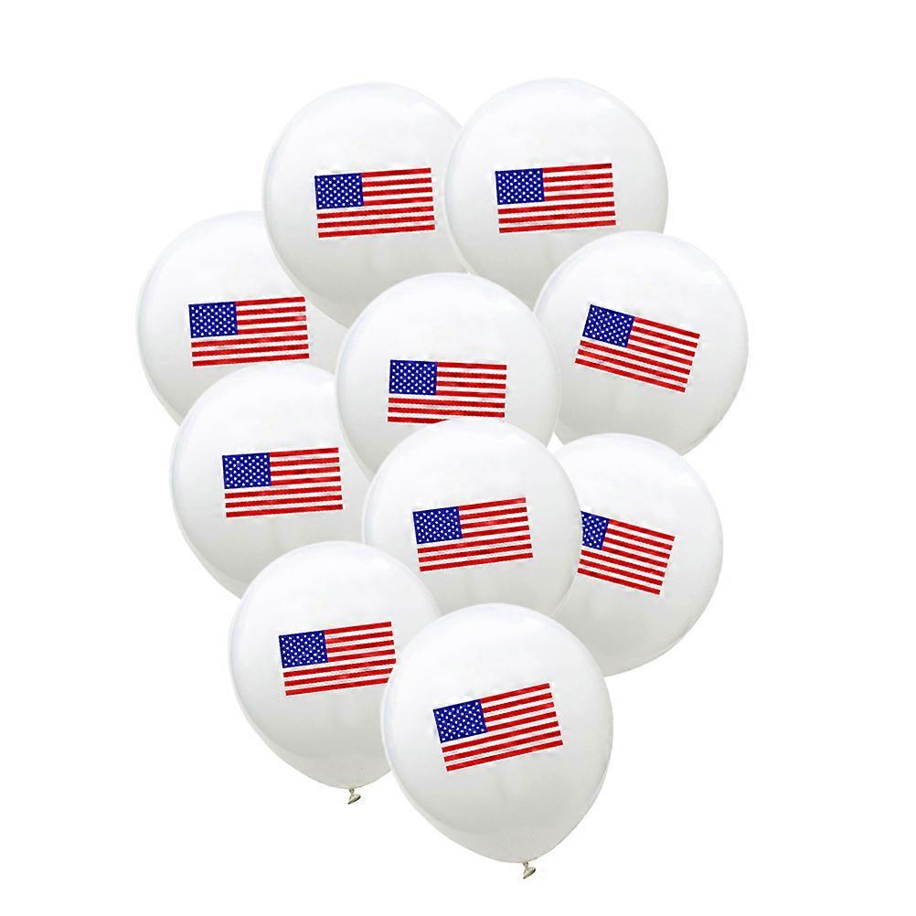 10pcs 12 Inch Latex Balloon Round Latex Balloon American Flag Pattern for Decoration