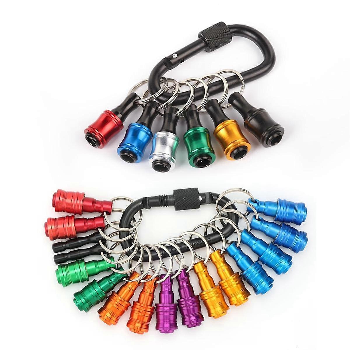24 stuks draagbare bithouder sleutelhanger, 14 stuks en 6 stuks 1/4 inch zeshoekige schroevendraaierbits houder w / bl