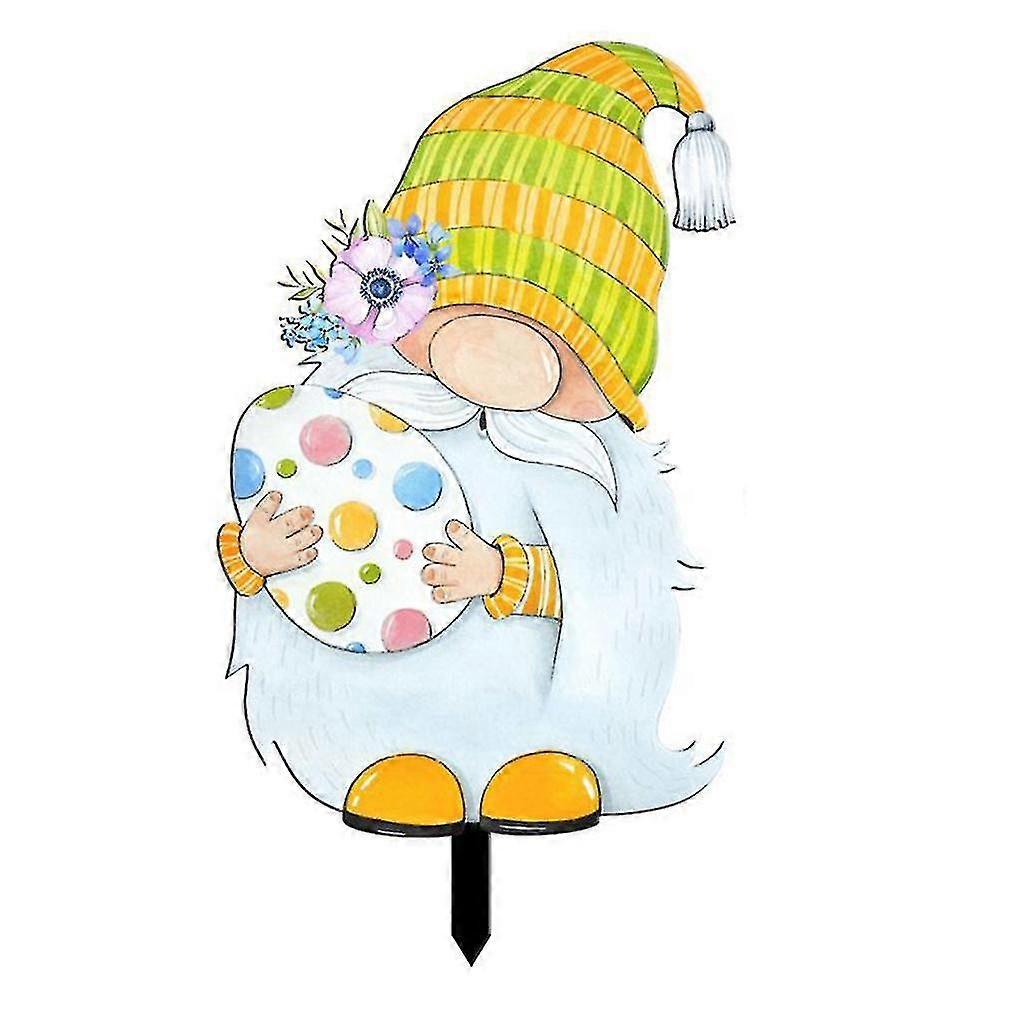Gnome Yard Stake Easter Yard Sign Water Proof Easter Props Outdoor Ornaments