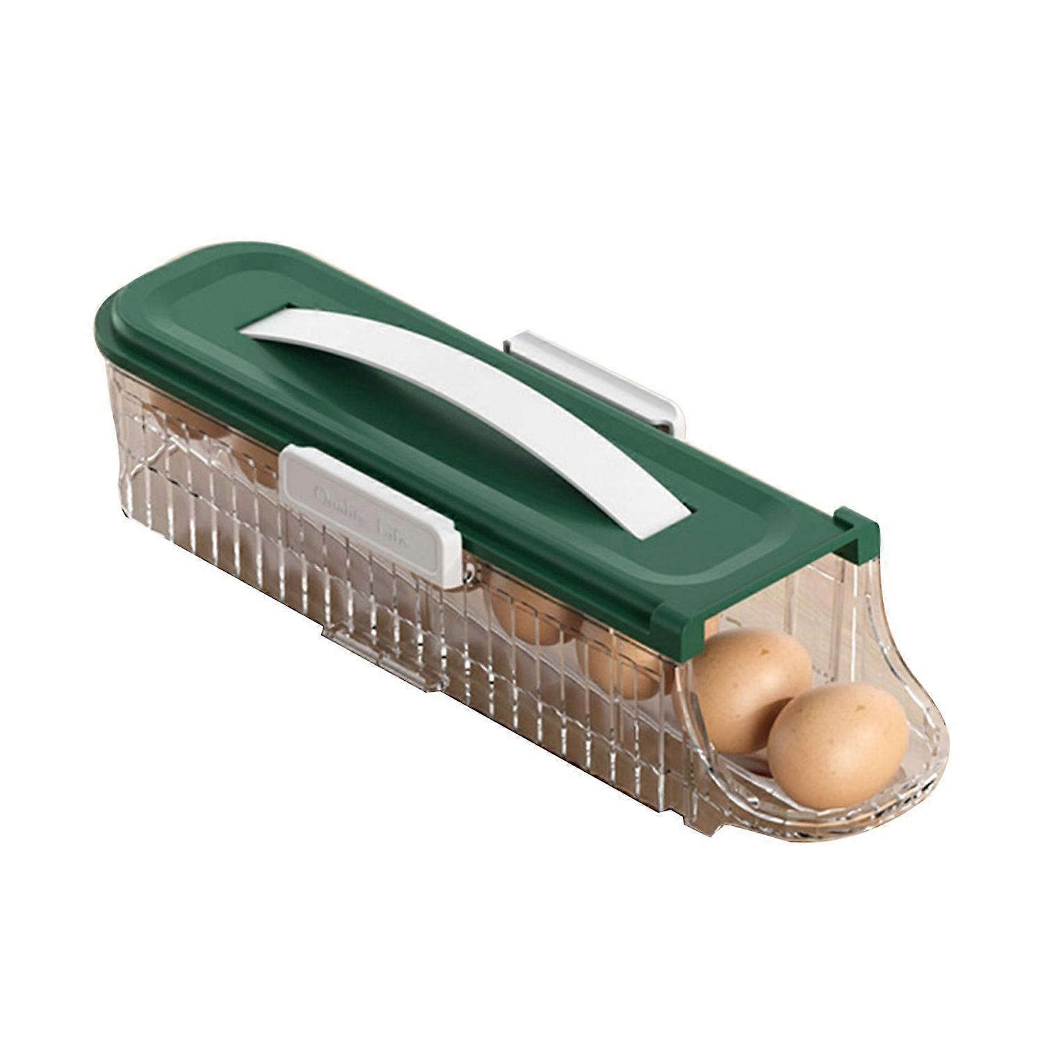 Refrigerator Egg Storage Box Automatic Rolling Egg Organizer Large Capacity Transparent Stackable