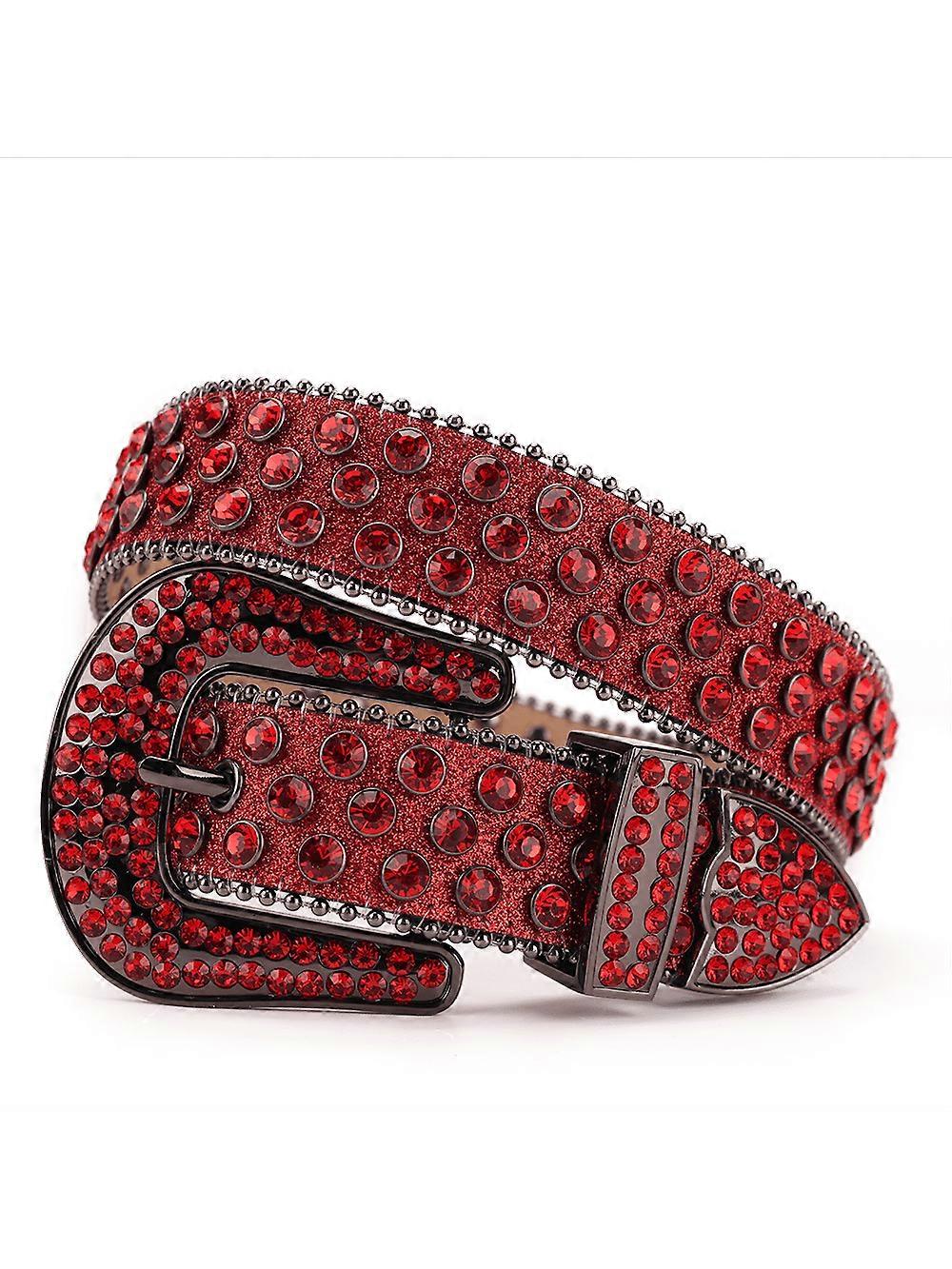 Western Crystal Studded Belt, Unisex Punk Fashionable Luxurious Western Cowboy Belt, Handcrafted With Shiny Sparkling Crystals And Metal Buckle, Suita