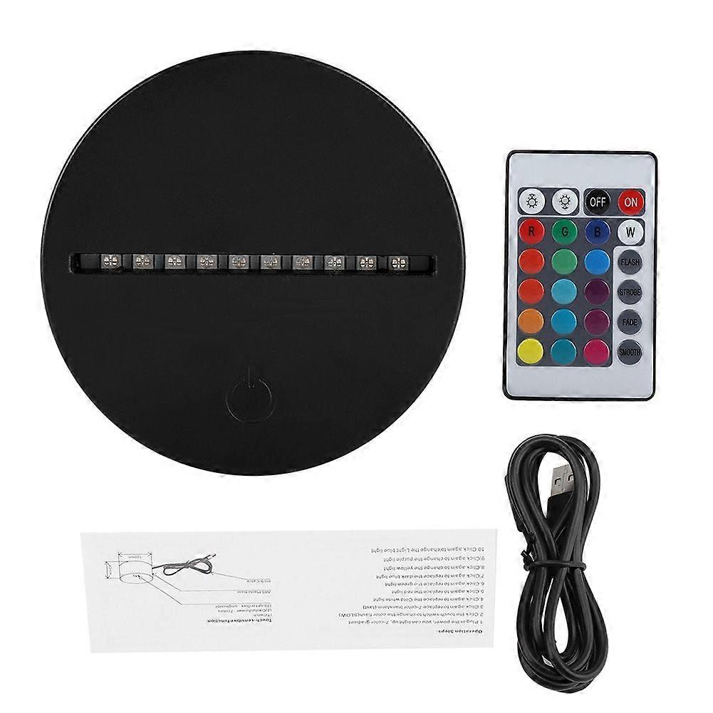 3W 5V USB 3D Night Light Touch Control LED Table Desk Lamp Base(Black Base & Remote Control)