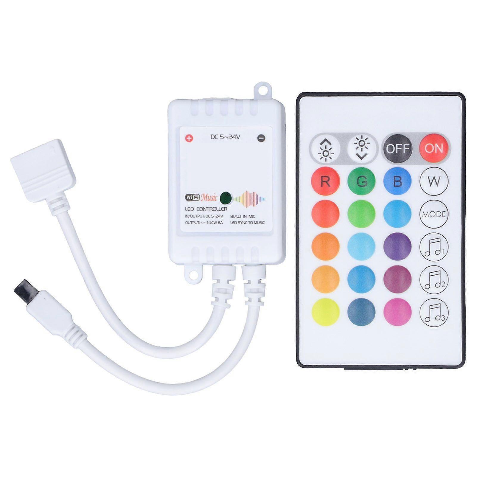 24 Keys Smart LED Remote Control RGB Wireless Controller 16 Colors 4 Light Patterns DC 5V24V for Tuya4 Way