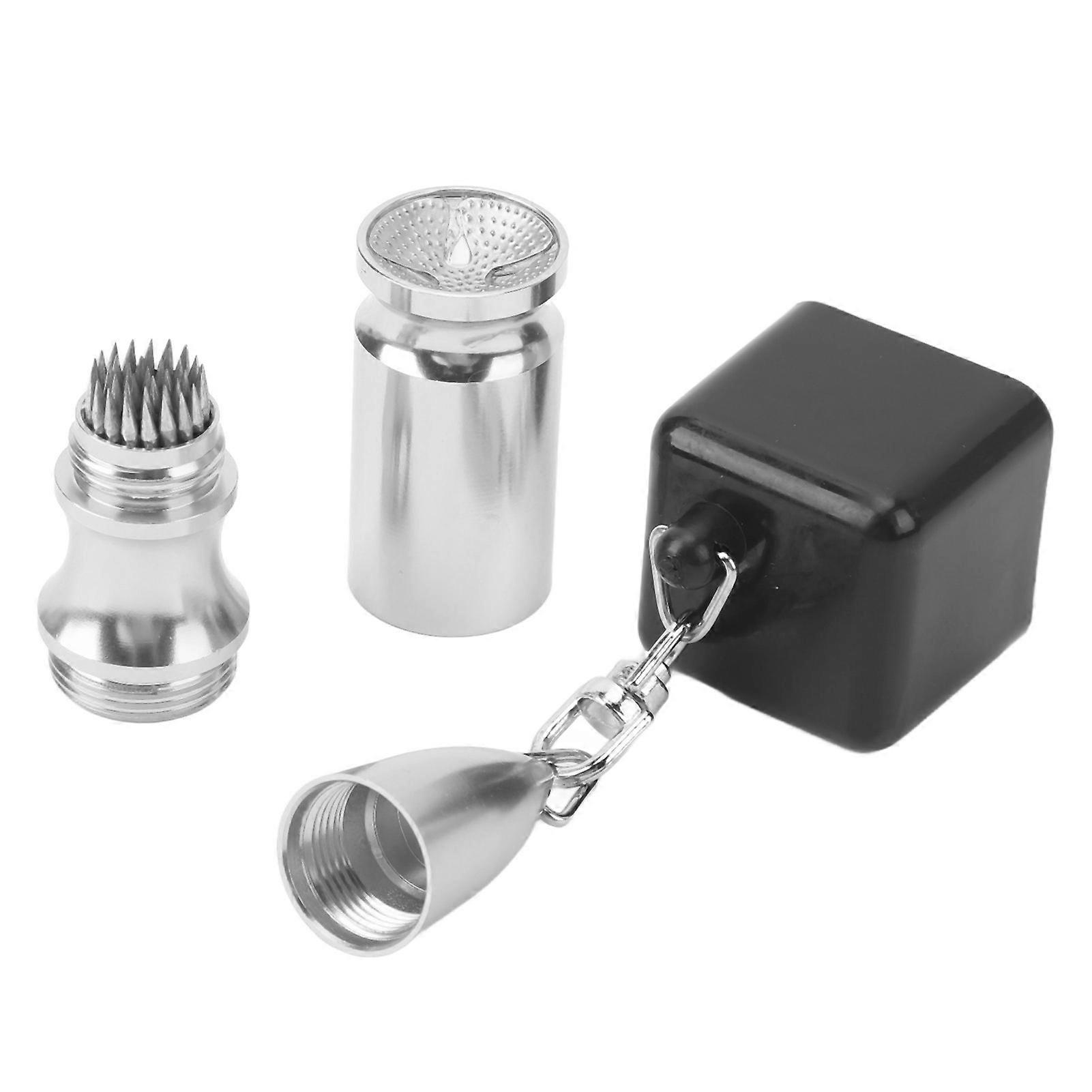 4 en 1 Billard Chalk Holder Pool Cue Chalk Holder Portable Pool Snooker Cue Tip Pricker Argent/Noir