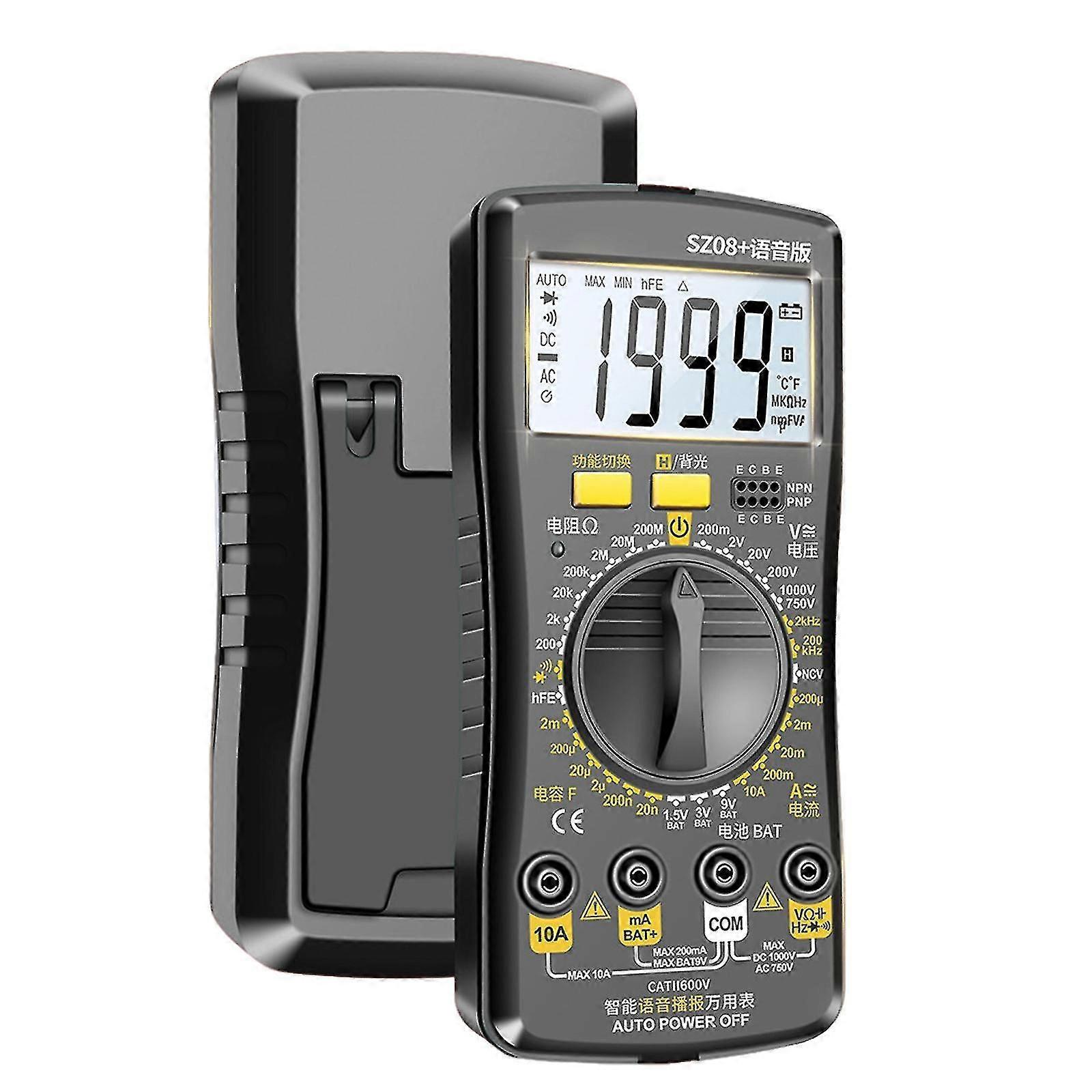 Sz08+ Digital Multimeter Voltmeter Resistance Tester Ac Dc Voice Broadcast New