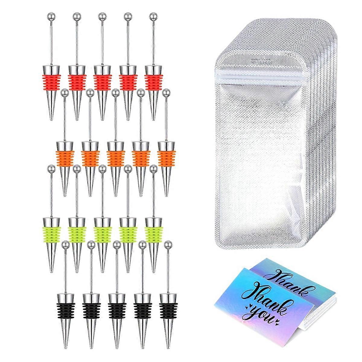 60 Pcs Beadable Wine Stoppers for Wine Bottles Wine Saver Bottle Stopper Silicone Wine Stopper for