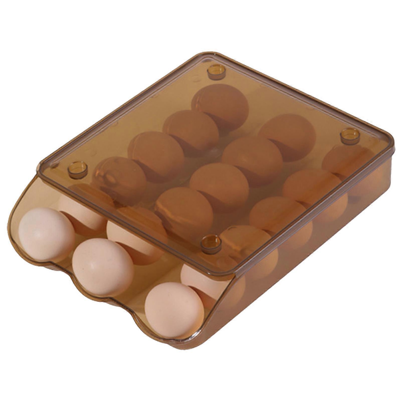 Eggs Storage Box Plastic Organizer Rolling Slide Container Multi-layer Refrigerator Holder Tray Home Kitchen Accessories  coffee