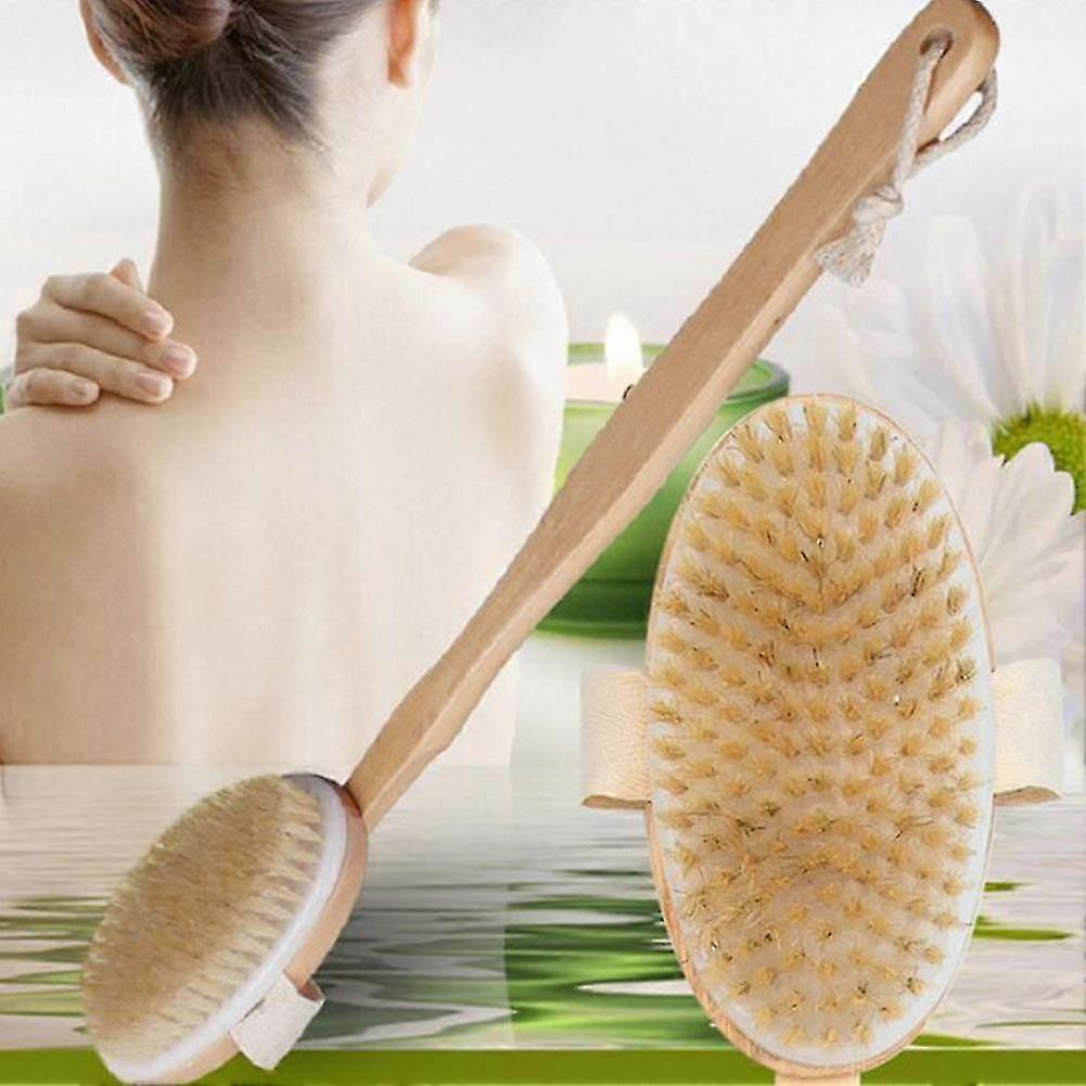 Brosse de bain de douche à long manche en bois luffa dorsal Sap F4L5 D6B3 TW