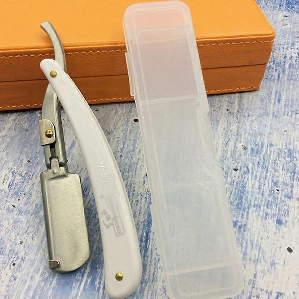 AS Men's Manual Hair Cutting Razor Folding Handle Barber Shaver Face Trimmer - White Handle