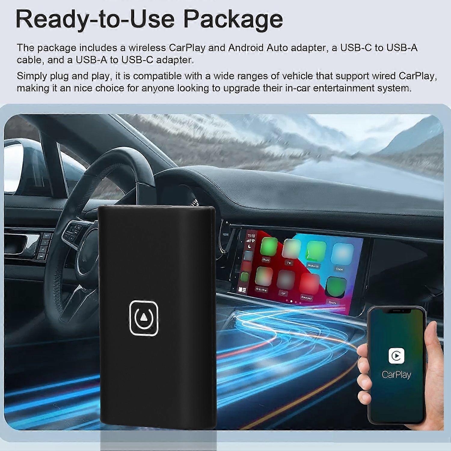Wireless CarPlay Android Auto Adapter 4 in 1 Car Adapter Dongle for Wired CarPlay to Wireless CarPla