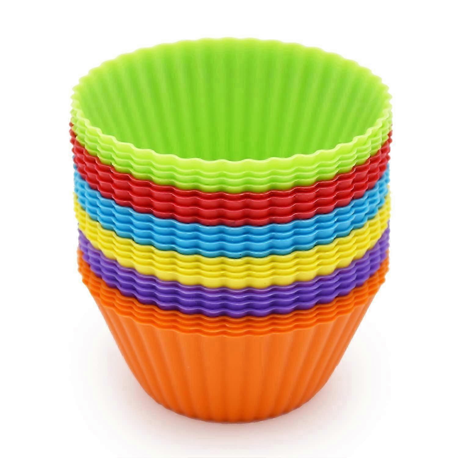 Silicone Cupcake Baking Cups 24 Pack, Reusable & Non-stick Muffin Cupcake Liners Holders Set Pack of 24,Multicolor_SZXM
