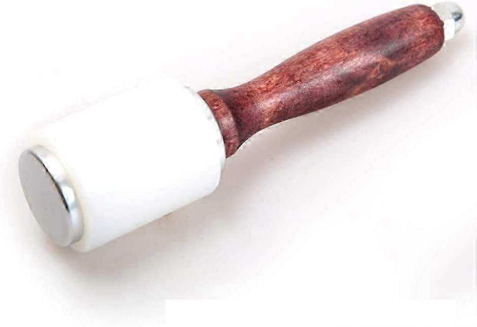 Printed tapping hammer, with wooden handle and white - topped striking part, smooth and sturdy for various uses