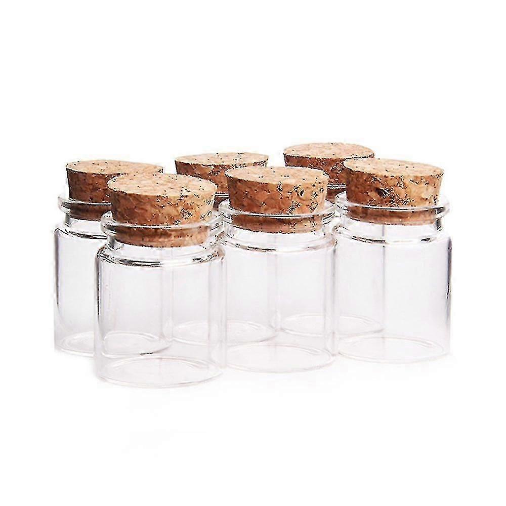 6 Pcs 50ml 47mm X 50mm Small Glass Bottles With Cork Stoppers Little Storage Jars For Spices Wedding Favours