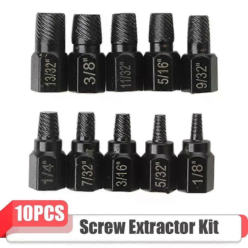 10Pcs Screw Extractor Kit Alloy Steel Damaged Screw Remover Set Easy Out Drill Bit Screws Bolt Stud Multi-Spline Screw Extractor