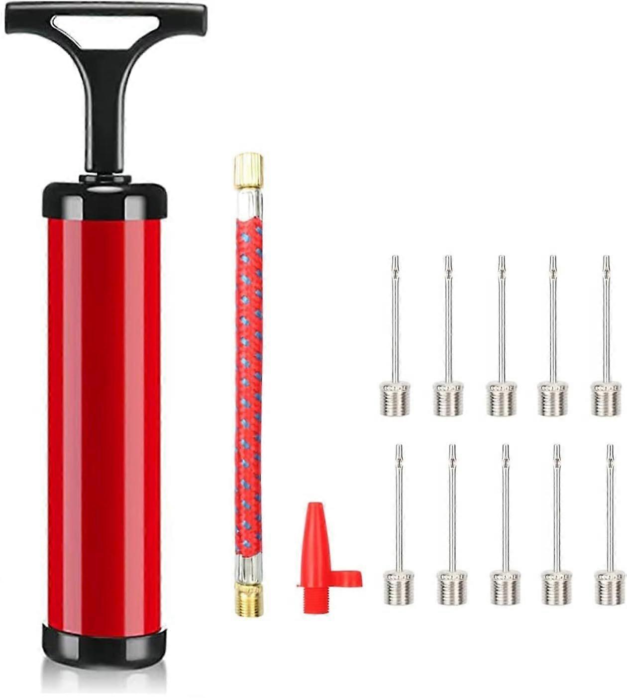 Portable ball pump, air pump inflation kit with needle, nozzle, manual extension hose