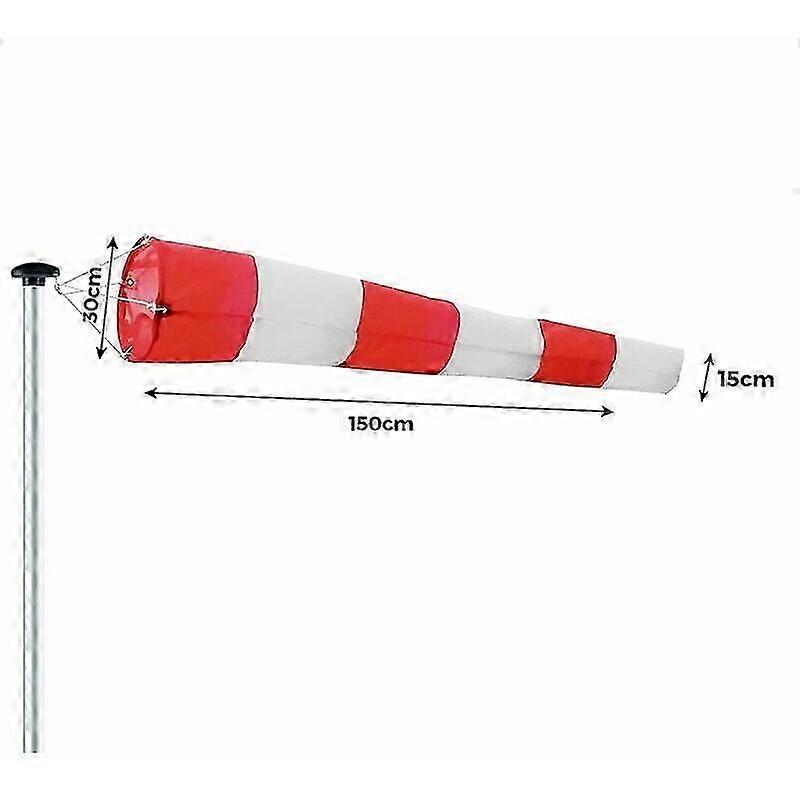 Windsock for outdoors, Wind Direction Indicator in Red and White 150x30x15cm. Suspension & Swivel, Weather Resistant, Wind Direction Indicator