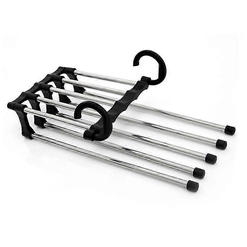 Cintre de porte-pantalons 5 en 1 pour organisateur de vêtements Étagères multifonctions Placard Organisateur de rangement Cintre de pantalon en acier inoxydable Cintre