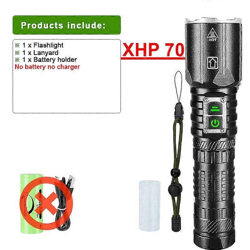 XHP70 Waterproof Flashlight Super High Power Flashlight Telescopic Rechargeable Hand Lights Outdoor Lantern
