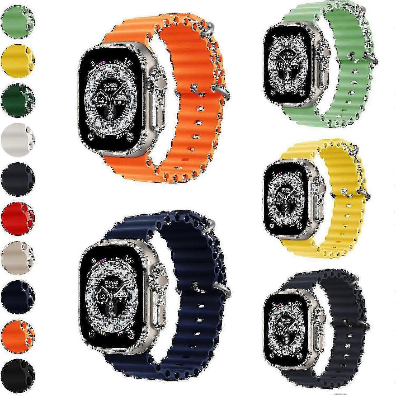 For Apple Watch Silicone Ocean Strap Band 41/44/45/49mm Series Ultra 8 7 6 5 Se