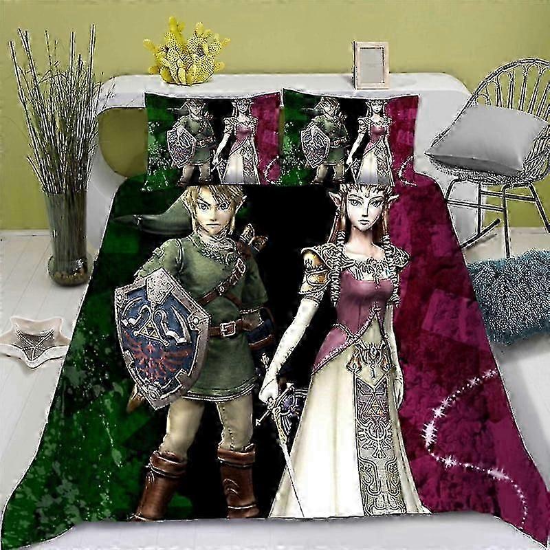v1549 Lakan The Legend of Zelda Påslakan Hem3D Tryckt Örngott Set Vuxna Barn Täcke Sängkläder Faion Boy Gir Spel Animation- (1 Duve