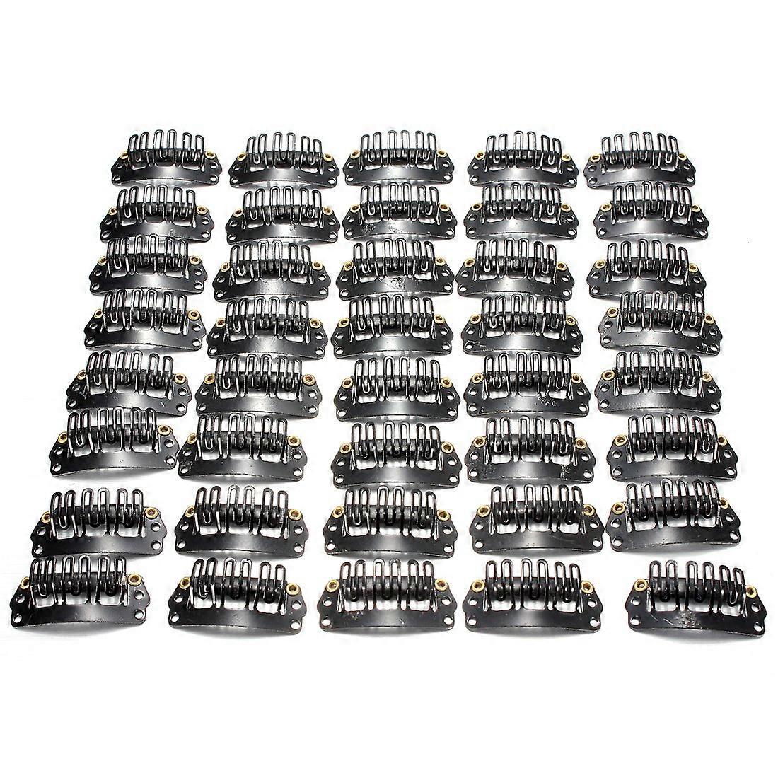 40pcs U-shaped clamp For Hair Extensions Wig Clips DIY Comb Black Frame 