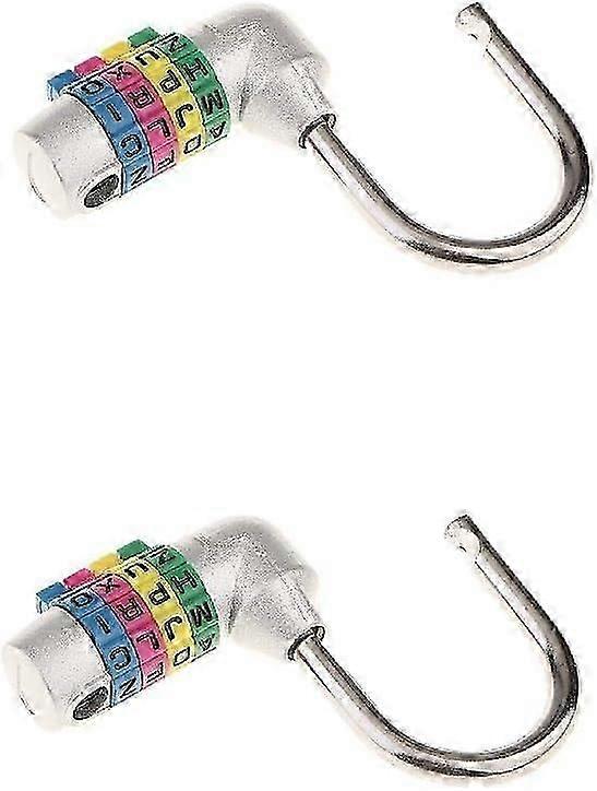 2025 Suitable 2pcs 4 Letter Dial Combination Padlock 4 Letter Code Password Lock - Silver