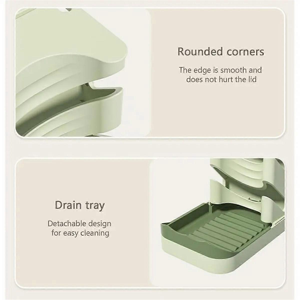 Pot Lid Organizer For Cabinet 3-Tier Multi-functional Pot Cover Khaki