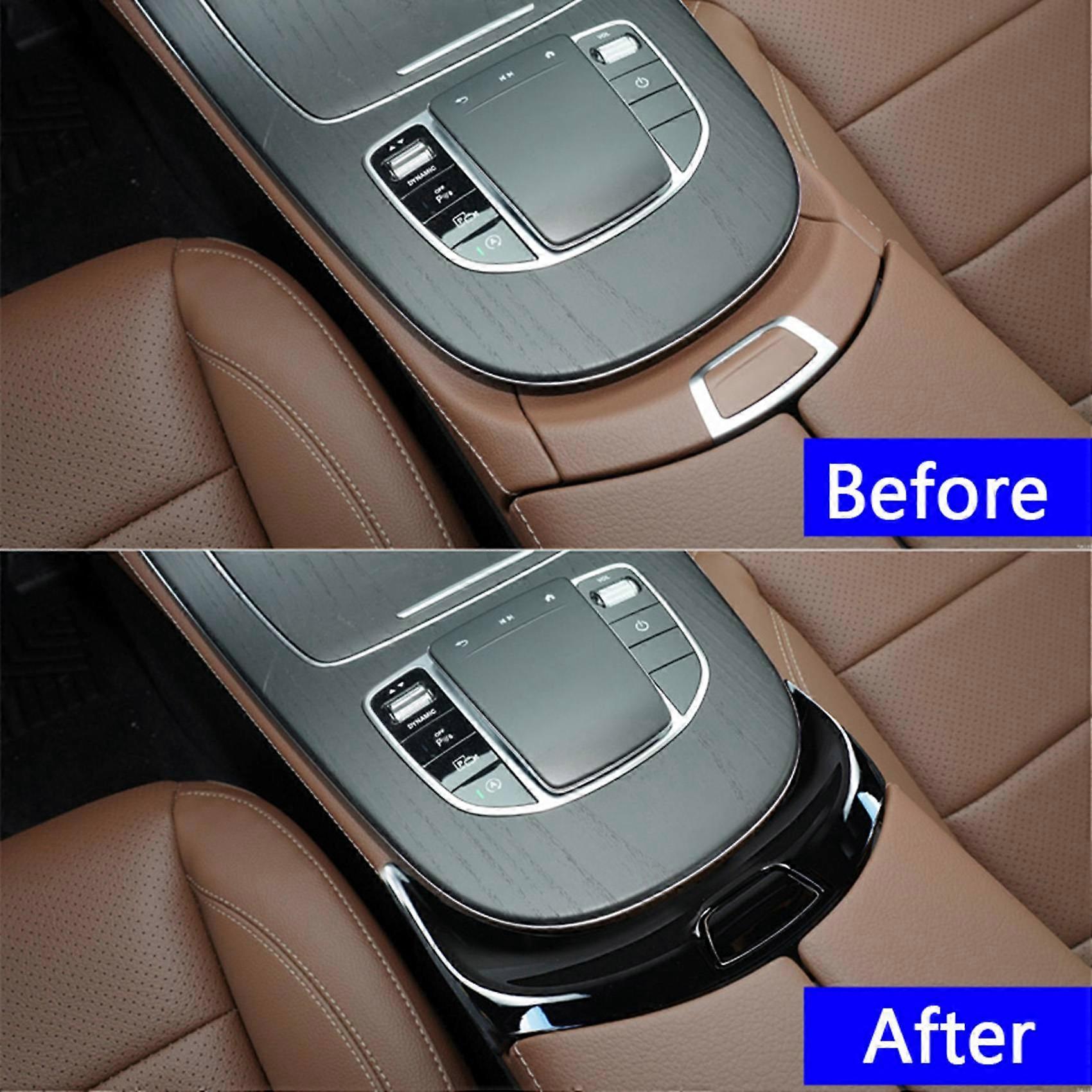 Car Center Console Armrest Box Trim Switch Buttons Cover Carbon Fiber