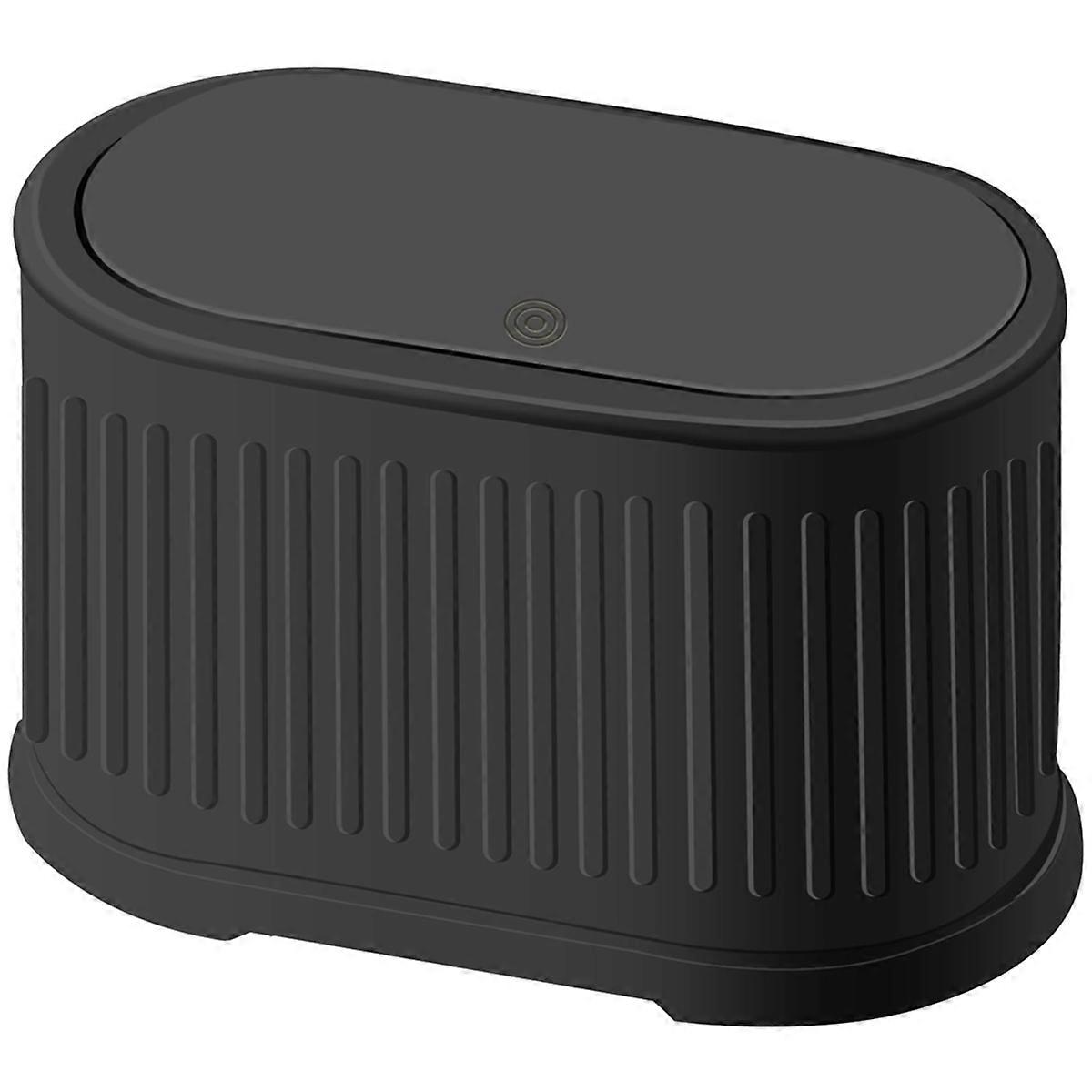 Mini Trash Can with Lid, 4L Small Kitchen Compost Bin Black