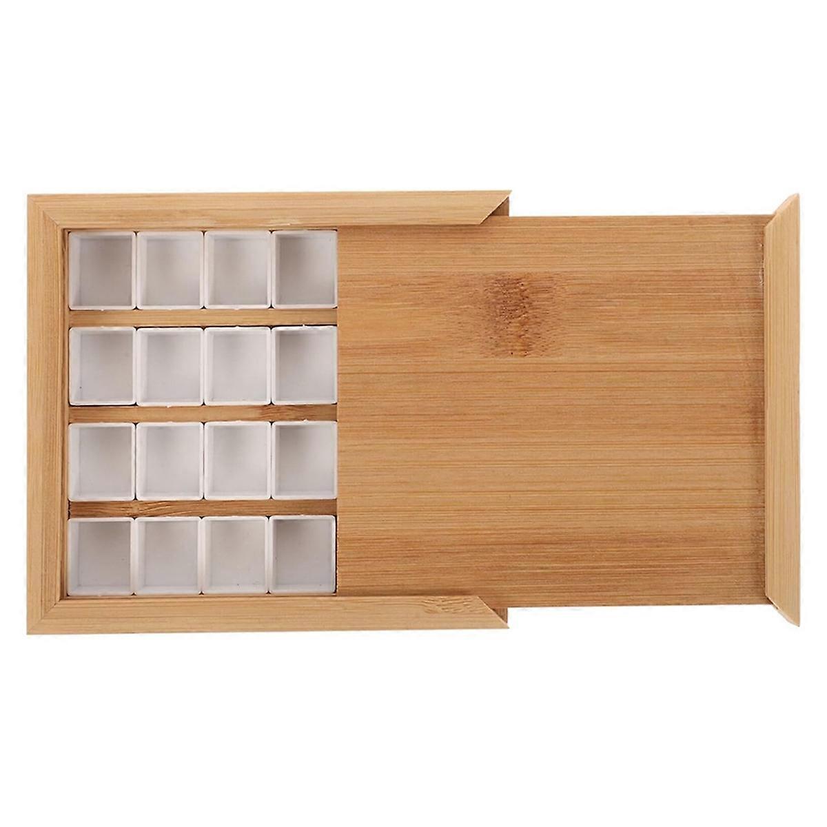Wooden Watercolor Palette Box Portable Travel Paint Tray