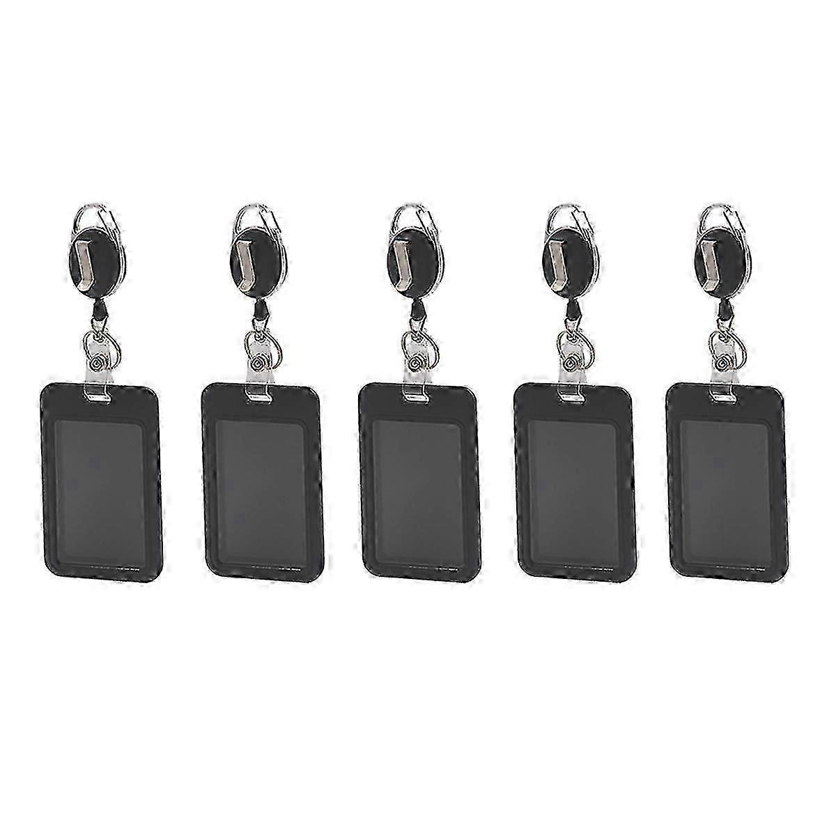 5PCS Work Permit Card Set - Rope Retractable Neck Hanging Document Card Set - Chest Tag Access Control Protective Set