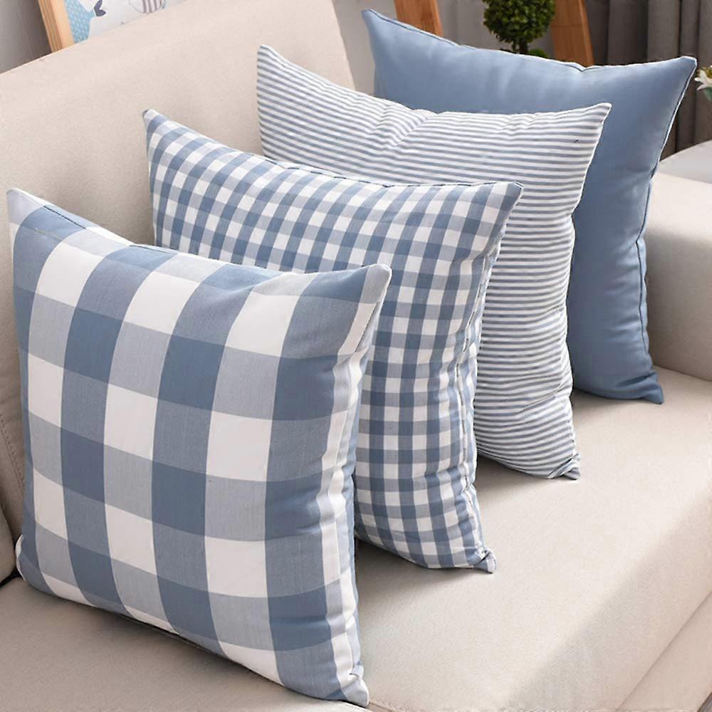 4 pieces blue pillow cover for bed 18" x 18"