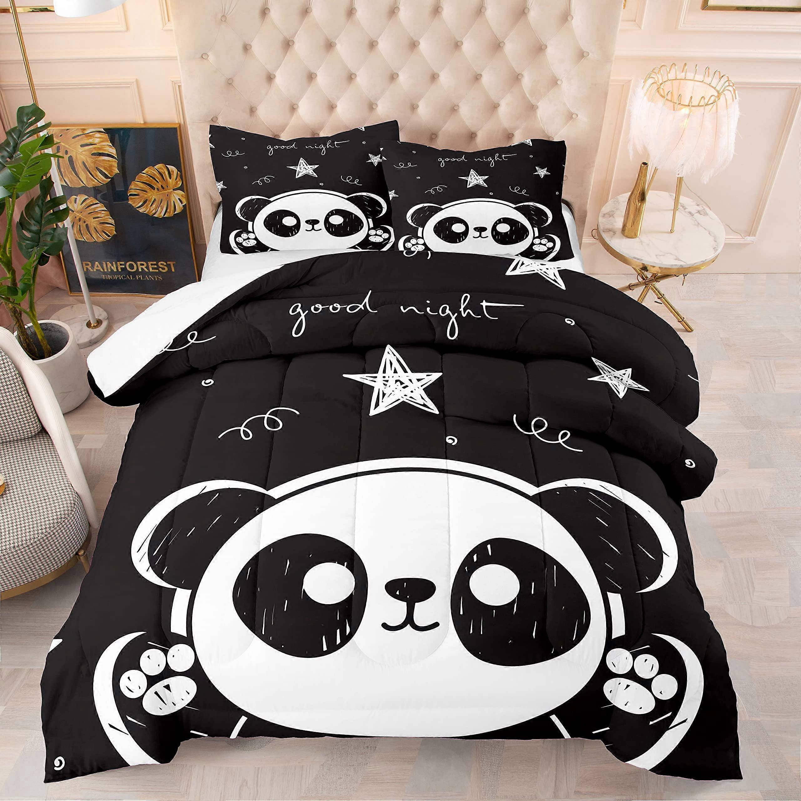 Comforter Set Panda Bedding 3D Panda Soft Microfiber For Kids Full Size Animal Theme